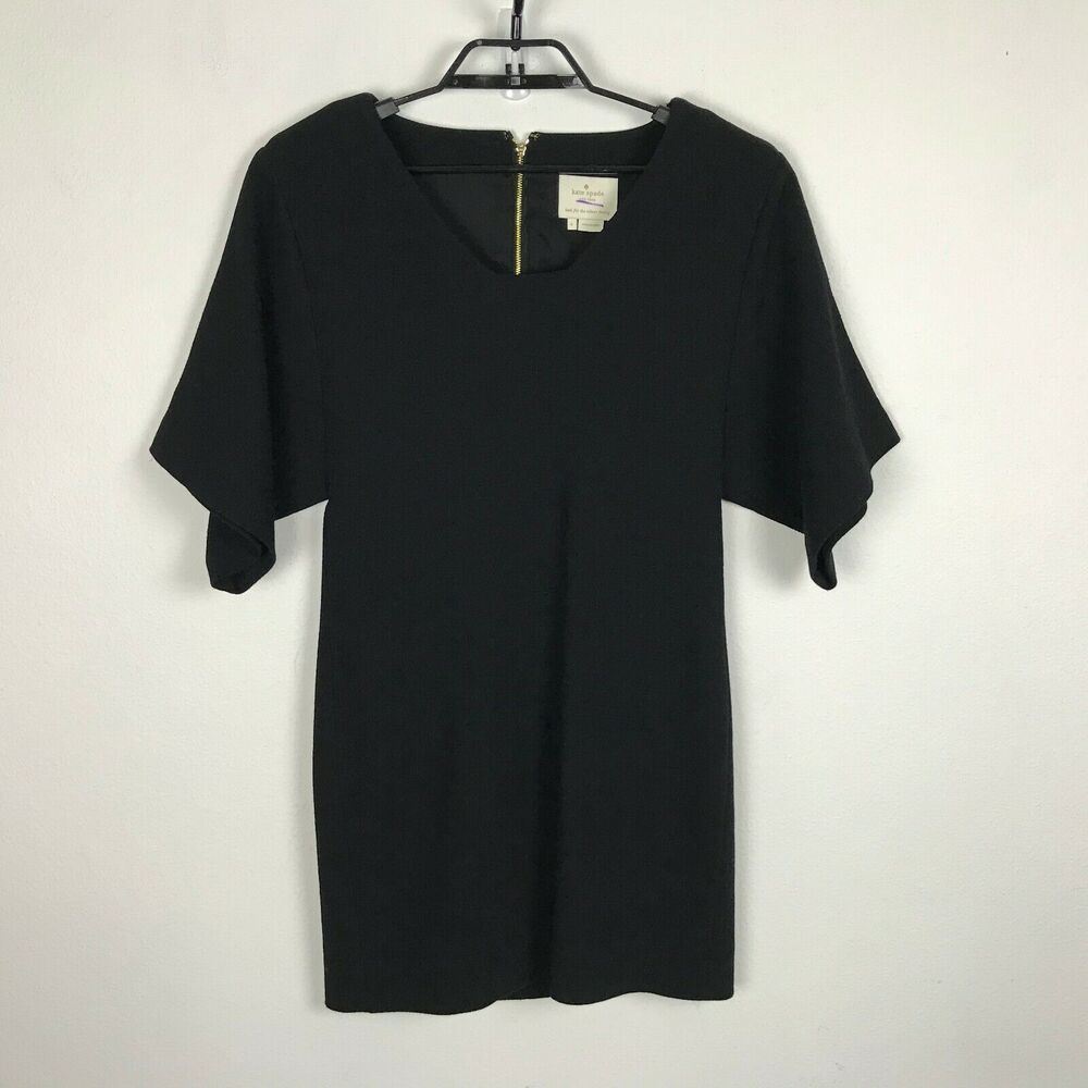 Kate Spade New York Mini‎ Dress Size 4 Black Heavyweight Short Wide Sleeves